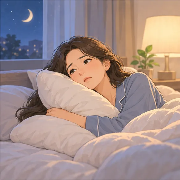 베개를 끌어안고 잠 못 드는 사람
