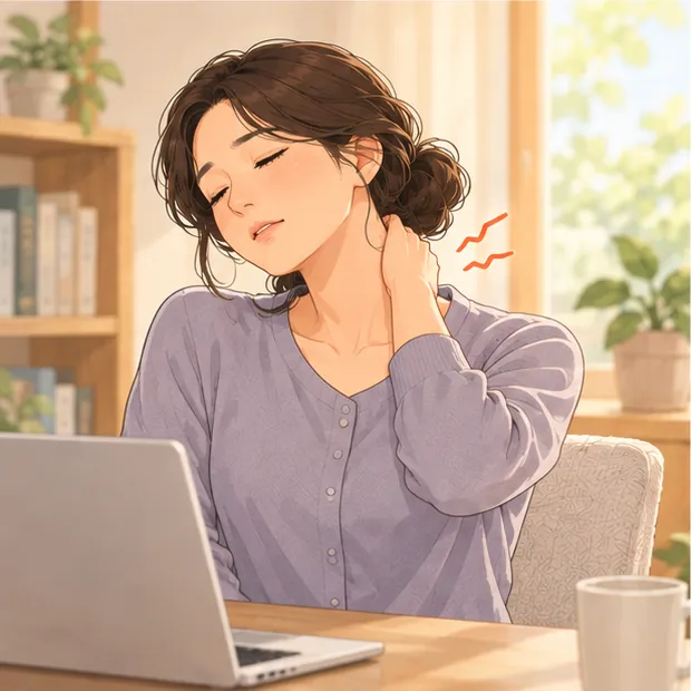고개를 돌리다 목을 붙잡는 사람